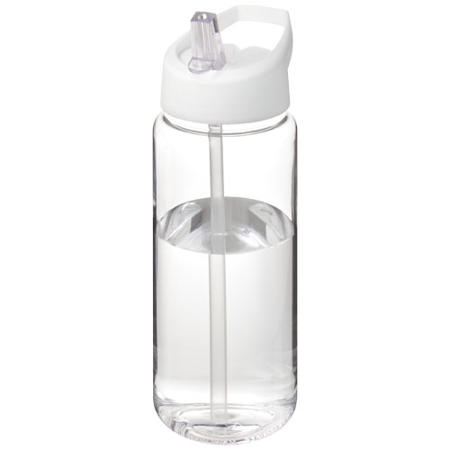 Bouteille de sport à personnaliser de 600 ml H2O Active® Octave Tritan™ Translucide et Blanc